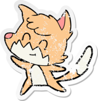 distressed sticker of a cartoon friendly fox png