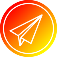 Papier Flugzeug kreisförmig Symbol mit warm Gradient Fertig png