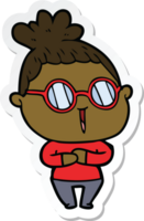 sticker of a cartoon woman wearing spectacles png