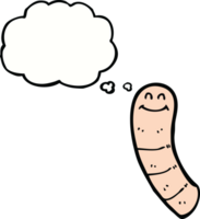 Cartoon-Wurm mit Gedankenblase png