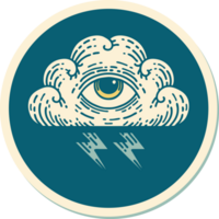 sticker of tattoo in traditional style of an all seeing eye cloud png