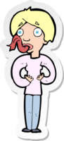 sticker of a cartoon woman sticking out tongue png