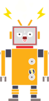 flat color retro cartoon of a broken robot png