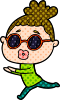 cartoon woman wearing sunglasses png