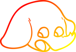 warm gradient line drawing of a shocked cartoon elephant face png