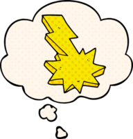 cartoon lightning strike with thought bubble in comic book style png