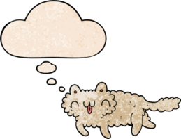 dessin animé chat avec pensée bulle dans grunge texture style png