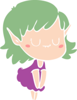 happy flat color style cartoon elf girl wearing dress png