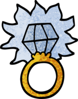 anillo de diamantes de dibujos animados de ilustración con textura grunge png