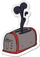 sticker of a cartoon toaster burning toast png