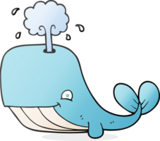 hand drawn cartoon whale spouting water png