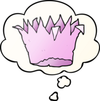 cartoon paper crown with thought bubble in smooth gradient style png