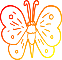 warm gradient line drawing of a cartoon butterfly png