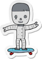 sticker van een tekenfilmrobot op skateboard png