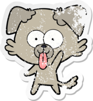 distressed sticker of a cartoon dog with tongue sticking out png