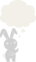 linda dibujos animados Conejo con pensamiento burbuja en retro estilo png