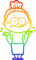 arco Iris gradiente linha desenhando do uma desenho animado feliz velho mulher png