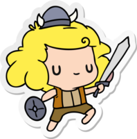 pegatina dibujos animados ilustración kawaii linda vikingo niño png