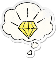 tekenfilm tatoeëren diamant met gedachte bubbel net zo een verontrust versleten sticker png