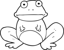 hand drawn black and white cartoon frog png