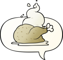 dibujos animados todo cocido pollo con habla burbuja en suave degradado estilo png