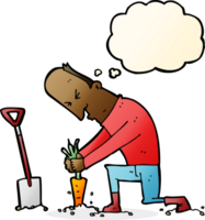 cartoon gardener with thought bubble png
