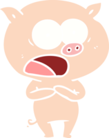 flat color style cartoon pig shouting png