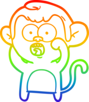 rainbow gradient line drawing of a cartoon shocked monkey png