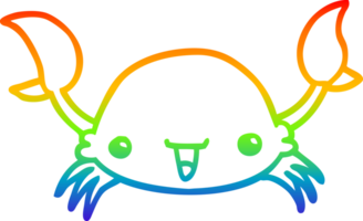 rainbow gradient line drawing of a cartoon crab png