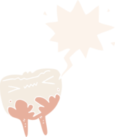 Karikatur Schlecht Zahn mit Rede Blase im retro Stil png