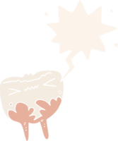 desenho animado mau dente com discurso bolha dentro retro estilo png