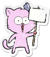 beunruhigter Aufkleber einer Cartoonkatze png