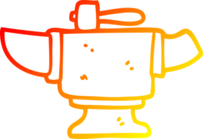 warm gradient line drawing of a cartoon heavy old anvil png