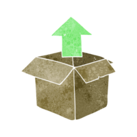 hand retro cartoon unpacking a box png