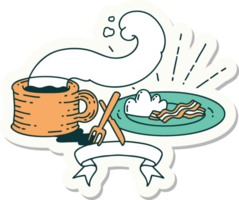 sticker of a tattoo style breakfast and coffee png