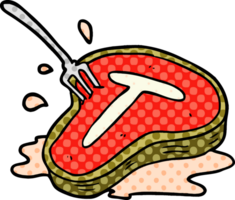 cartoon cooked steak and fork png