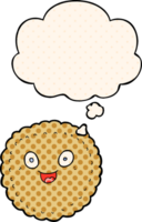 cartoon biscuit with thought bubble in comic book style png