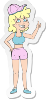 sticker of a happy gym woman giving thumbs up symbol png