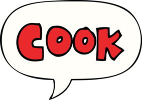 cartoon word cook with speech bubble png