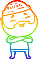Regenbogen Gradient Linie Zeichnung von ein Karikatur glücklich bärtig Mann png