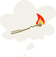 dibujos animados ardiente partido con pensamiento burbuja en retro estilo png