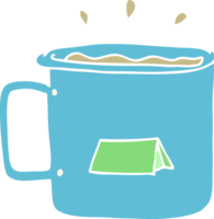 tasse de camping de dessin animé de style couleur plate png