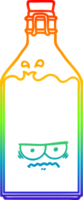 rainbow gradient line drawing of a cartoon old bottle png