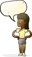 cartoon woman with hands on hips with speech bubble png