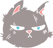 flat color style cartoon tough cat face png