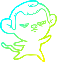 cold gradient line drawing of a cartoon annoyed monkey png