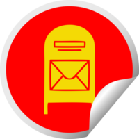 circular peeling sticker cartoon of a mail box png