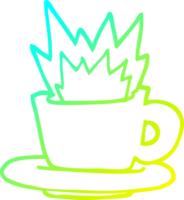 cold gradient line drawing of a cartoon cup of coffee png