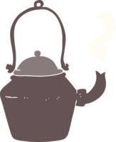 flat color illustration of old black kettle png