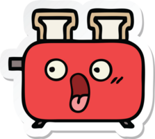 sticker of a cute cartoon of a toaster png